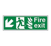 vsafety 14024bj-r NHS flecha abajo izquierda salida de incendios con flecha hacia la derecha, 1 mm plástico rígido, paisaje, 450 mm x 150 mm