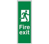 vsafety 14045 ap-r final de salida de incendios flecha hombre derecho Fire Exit Sign, 1 mm plástico rígido, vertical, 150 mm x 450 mm
