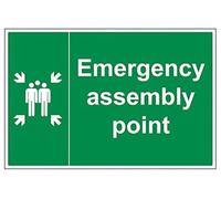 vsafety 17009bq-r fuego montaje punto Inglés, Punto de Reunión con familia de emergencia, plástico rígido, paisaje, 600 mm x 400 mm), color verde