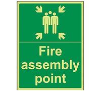 vsafety 17015bc-g Fire punto de montaje signo, fuego montaje punto con familia, plástico, vertical, 300 mm x 400 mm, verde
