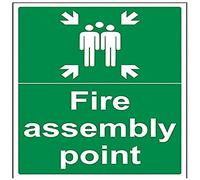 vsafety 17015bc-s Fire punto de montaje signo, fuego montaje punto con familia, autoadhesivo, formato vertical, 300 mm x 400 mm, verde