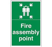 vsafety 17015bh-r Fire punto de montaje signo, fuego montaje punto con familia, plástico rígido, vertical, 400 mm x 600 mm, color verde