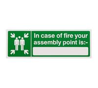 vsafety 17026bj-s "en caso de incendio tu montaje punto es fuego montaje punto" obligatorio signos, vinilo autoadhesivo, paisaje, 450 mm x 150 mm), color verde