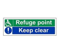 vsafety 17052 ax-s fuego montaje punto/punto de señal, refugio Keep clear, autoadhesivo, paisaje, 300 mm x 100 mm, azul/verde