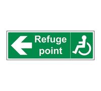 vsafety 17058bj-s "refugio punto Flecha izquierda Fire assembly point" obligatorio signos, vinilo autoadhesivo, paisaje, 450 mm x 150 mm), color verde