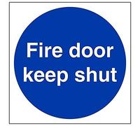 vsafety 18001 am-r "Fire Door Keep Shut" obligatorio signos, 1 mm plástico rígido, cuadrado, 150 mm x 150 mm), color azul