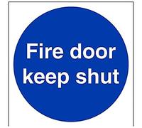 vsafety 18001 am-s "Fire Door Keep Shut" obligatorio signos, vinilo autoadhesivo, cuadrado, 150 mm x 150 mm), color azul