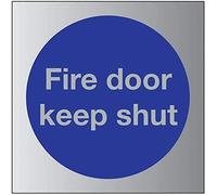 VSafety 18001AE-ACBRSH - Señal para Puerta de Incendio (80 x 80 mm, 3 mm, Acabado Pulido)