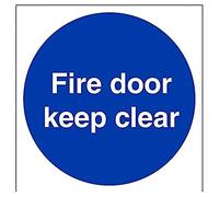 vsafety 18005 AT-S "Fire puerta Keep transparente 'obligatorio signos, vinilo autoadhesivo, cuadrado, 200 mm x 200 mm, color azul