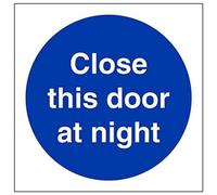 VSafety 18010AF-R'Close This Door At Night' - Cartel cuadrado (100 mm x 100 mm, 3 unidades)