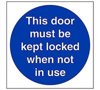 VSafety 18012AT-S'Door must be keep locked when not in use ' - Señal (200 x 200 mm, 3 unidades)