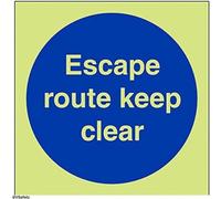 vsafety 18018 AF-G señal obligatoria, ruta de escape keep clear", plástico, cuadrada, 100 mm x 100 mm, color azul