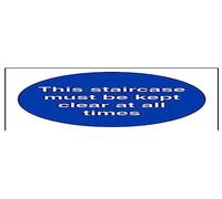 vsafety 18021 AF-S "escalera debe estar clara en todo momento" obligatorio signos, vinilo autoadhesivo, cuadrado, 100 mm x 100 mm, color azul