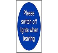 vsafety 18022 am-s "por favor apagar las luces cuando deja" obligatorio signos, vinilo autoadhesivo, cuadrado, 150 mm x 150 mm, color azul