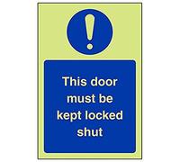 VSafety 18042AG-G "This Door Must Be Kept Locked Shut", 100 mm x 150 mm (Pack de 3)