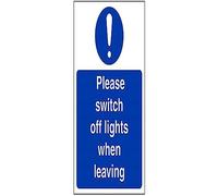 vsafety 18055 an-s señal obligatoria, Por favor apagar las luces cuando deja", autoadhesivas, vertical, 150 mm x 200 mm), color azul