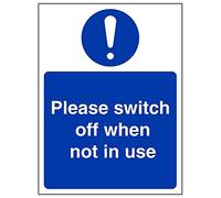 VSafety 18056AN-S'Switch Off When Not In Use' Sign, Retrato, 150 mm x 200 mm (paquete de 3)