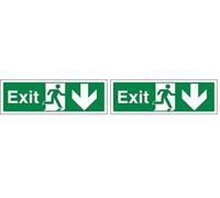 vsafety 21002 ax-s flecha hacia abajo seguro Condición salida señal adhesiva, vinilo, paisaje, 300 mm x 100 mm (Paquete de 2)