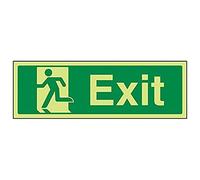 VSafety 21010AX-G'Final Exit Man Left' Señal de paisaje, 300 mm x 100 mm (paquete de 3)