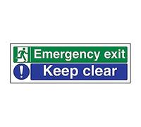 vsafety 21011 ax-r seguro Condición salida señal, salida de emergencia/keep transparente, paisaje, 1 mm plástico rígido, 300 mm x 100 mm, azul, verde
