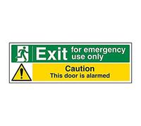 VSafety 21012BJ-R'Exit for Emergency Use Only/Door Alarmed' Señal 450 mm x 150 mm (Pack de 3)