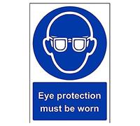 vsafety 41041 au-s "protección ocular debe llevarse" obligatorio EPI señal, autoadhesivos, vertical, 200 mm x 300 mm), color azul