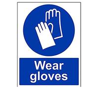 vsafety 41069bc-r "Wear guantes" obligatorio EPI Sign, plástico rígido, vertical, 300 mm x 400 mm, color azul