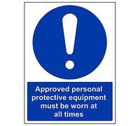 VSafety 41071BC-S'Approved PPE Must Be Worn At All Times', señal de 300 mm x 400 mm (paquete de 3)