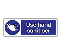 vsafety 43073 ax-s obligatorio General señal, autoadhesivos, "uso mano desinfectante," paisaje, 300 mm x 100 mm, color azul