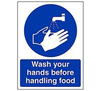 VSafety 44016AN-S'Wash Your Hands Before Handling Food' - Señal (150 x 200 mm, 3 unidades)
