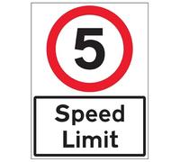 VSafety 5 MPH Speed Limit - 600 x 800 mm Clase RA1 Reflectante 3 mm compuesto de aluminio con revestimiento anti-graffiti y canal de fijación señal de seguridad