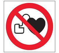 VSafety 51005AT-S" - Señal de "No Pacemakers Logo", cuadrada, 200 mm x 200 mm (Pack de 3)