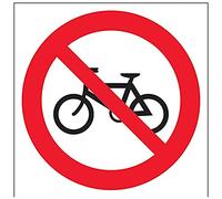 VSafety 51014AT-S - Letrero con logo de prohibición, autoadhesivo, no se permiten bicicletas, cuadrado, 200 mm x 200 mm, Color negro y rojo