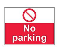 vsafety 52042br-r "no parking" prohibición acceso signo, plástico rígido, paisaje, 600 mm x 450 mm, color rojo