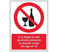 VSafety 53015AN - Señal de "productos alcohólicos/ilegales a menores de 18 años", 150 mm x 200 mm (paquete de 3)