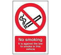 VSafety 57021AG-S" Señal "No Smoking/Against The Law In This Vehicle", 100 mm x 150 mm (Pack de 3)
