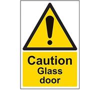 vsafety 63001 au-s "precaución puerta de cristal" alerta General señal, autoadhesivos, vertical, 200 mm x 300 mm, Negro/Amarillo