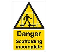 VSafety 63017AU-R - Señal "Danger Scafding Incomplete", retrato, 200 mm x 300 mm (Pack de 3)