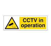vsafety 63021 ax-r "CCTV en operación señal de advertencia General, plástico rígido, paisaje, 300 mm x 100 mm, color negro/amarillo