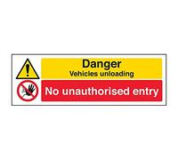 VSafety 64020AX-S- Señal "Danger Vehicles Charging No Unauthorised...", 300 mm x 100 mm (Pack de 3)