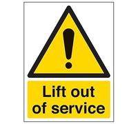 VSafety 65001AN-S'Lift Out Of Service' Señal vertical, 150 mm x 200 mm (paquete de 3)