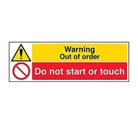 VSafety 65031BP-S'Warning Out of Order/Do Not Start/Touch', 600 mm x 200 mm (Pack de 3)
