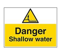VSafety 66015BR-R'Danger Shallow Water' - Señal de paisaje (600 mm x 450 mm, 3 unidades)