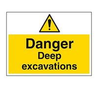 VSafety 67017BF-R'Danger Deep Excavations' - Señal de paisaje (400 mm x 300 mm, 3 unidades)