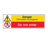 VSafety 67128BP-S'Danger Demolition In Progress/Do Not Enter' Señal 600 mm x 200 mm (Pack de 3)