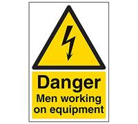 VSafety 68020AU-S- Señal "Danger Men Working On Equipment", 200 mm x 300 mm (Pack de 3)