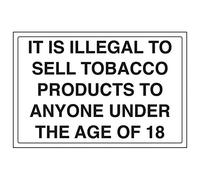VSafety 72026BA-S'Tobacco Products/Ilegal To Under 18's' Sign, 300 mm x 200 mm (Pack de 3)