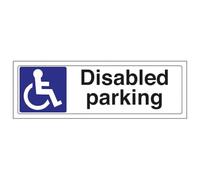 VSafety 74037AX-R cartel con texto «Disabled Parking», plástico rígido, horizontal, 300 mm x 100 mm, negro/azul