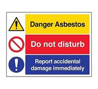 VSafety "Asbestos Do Not Disturb Reportes de daños accidentales", 2 mm de plástico rígido, 400 mm x 300 mm