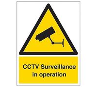 VSafety Aviso de seguridad, CCTV cámara de vigilancia en uso señal - Retrato - 300 mm x 400 mm - Vinilo autoadhesivo